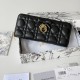 Replica di lusso Portafoglio con cerniera Dior Lady Dior Voyageur nero Imitazioni Cloni Portafoglio con cerniera Dior Lady Dior Voyageur nero firmate