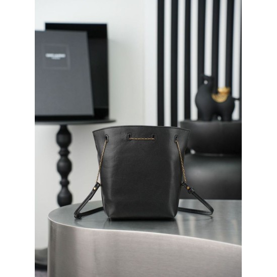 Replica Borsa a secchiello YSL Saint Laurent Pochon nero Imitazioni Replica perfette Borsa a secchiello YSL Saint Laurent Pochon nero