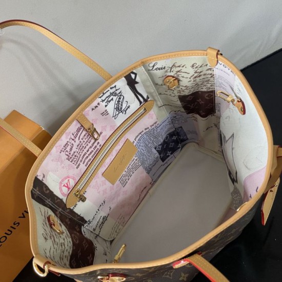 Replica perfette Borsa Louis Vuitton Neverfull Inside Out M28376 marrone