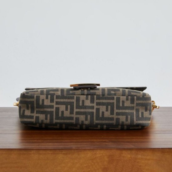 Replica Borsa Fendi Medio Baguette tessuto jacquard FF marrone Imitazioni Replica perfette Borsa Fendi Medio Baguette tessuto jacquard FF marrone
