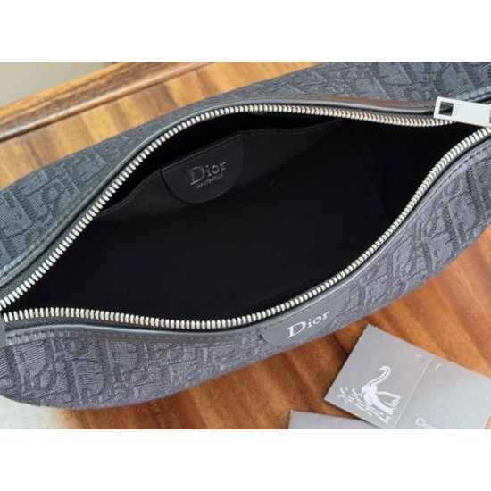 Replica Pochette Dior Jett Dior Oblique jacquard nero Imitazioni Replica perfette Pochette Dior Jett Dior Oblique jacquard nero