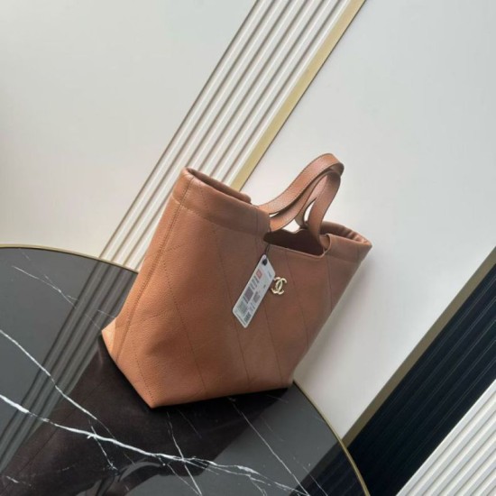 Replica perfette Bora Pari tote Chanel piccola preppy AS6058 Marrone Imitazione