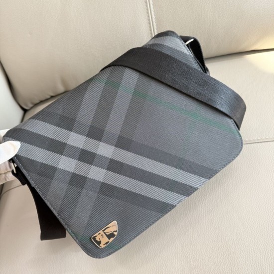 Replica perfette Borse  a tracolla Burberry Grid con logo equestre Grigio