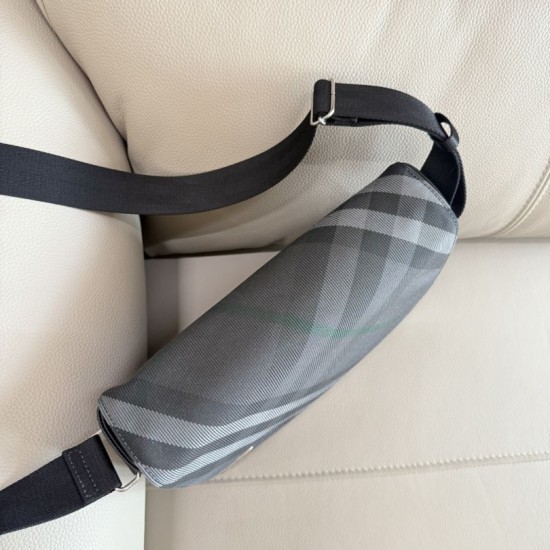 Replica perfette Borse  a tracolla Burberry Grid con logo equestre Grigio