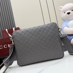 Replica perfette Borsa a tracolla media Gucci 850214 con emblema GG grigio