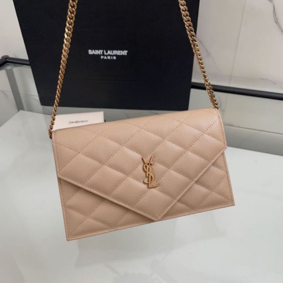 Replica Borsa a catena trapuntata Becky YSL Saint Laurent albicocca Imitazioni Replica perfette Borsa a catena trapuntata Becky YSL Saint Laurent albicocca