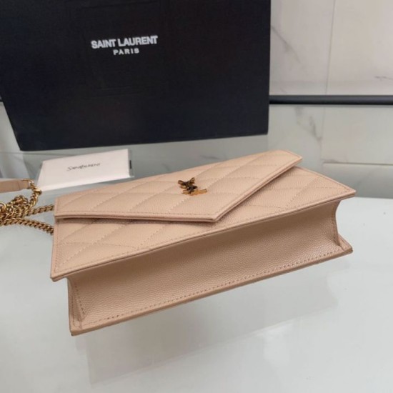 Replica Borsa a catena trapuntata Becky YSL Saint Laurent albicocca Imitazioni Replica perfette Borsa a catena trapuntata Becky YSL Saint Laurent albicocca