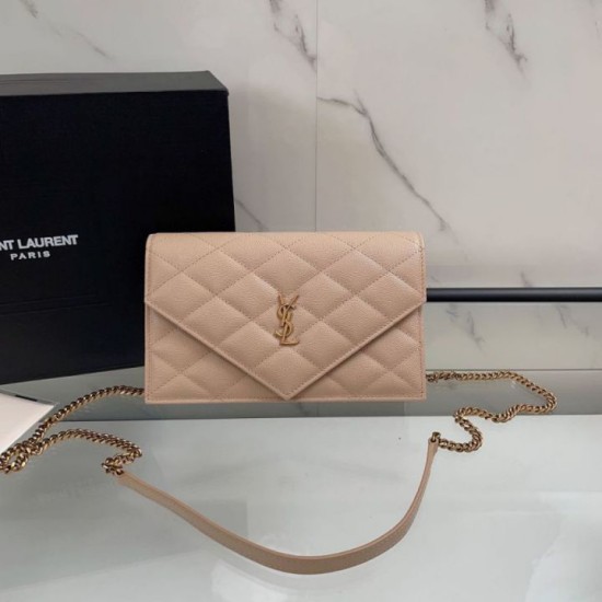 Replica Borsa a catena trapuntata Becky YSL Saint Laurent albicocca Imitazioni Replica perfette Borsa a catena trapuntata Becky YSL Saint Laurent albicocca