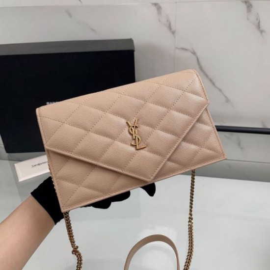 Replica Borsa a catena trapuntata Becky YSL Saint Laurent albicocca Imitazioni Replica perfette Borsa a catena trapuntata Becky YSL Saint Laurent albicocca