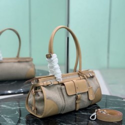 Replica perfette Borsa Prada Bonne lino con manici superiori 1BA426 marrone