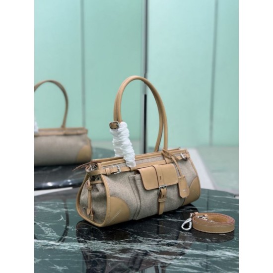 Replica Borsa Prada Bonne lino con manici superiori 1BA426 marrone Imitazioni Replica perfette Borsa Prada Bonne lino con manici superiori 1BA426 marrone