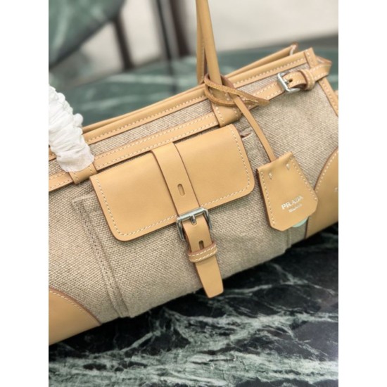 Replica Borsa Prada Bonne lino con manici superiori 1BA426 marrone Imitazioni Replica perfette Borsa Prada Bonne lino con manici superiori 1BA426 marrone