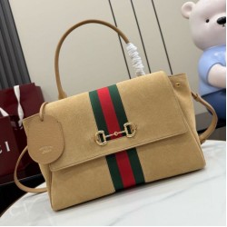 Borsa a mano media Gucci Paparazzo 875018 scamosciata albicocca
