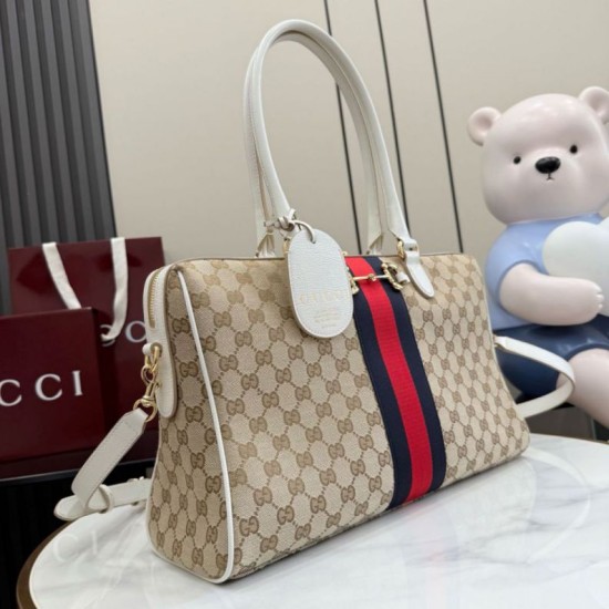 Replica Borse a bauletto grande Gucci 866734 albicocca/bianca Imitazioni Replica perfette Borse a bauletto grande Gucci 866734 albicocca/bianca