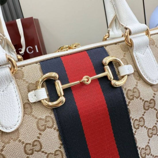 Replica Borse a bauletto grande Gucci 866734 albicocca/bianca Imitazioni Replica perfette Borse a bauletto grande Gucci 866734 albicocca/bianca