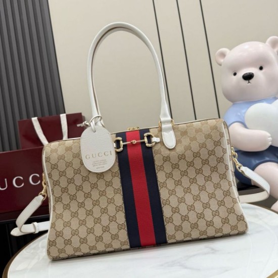 Replica Borse a bauletto grande Gucci 866734 albicocca/bianca Imitazioni Replica perfette Borse a bauletto grande Gucci 866734 albicocca/bianca