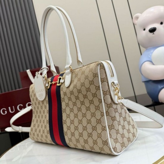 Replica Borse a bauletto grande Gucci 866734 albicocca/bianca Imitazioni Replica perfette Borse a bauletto grande Gucci 866734 albicocca/bianca