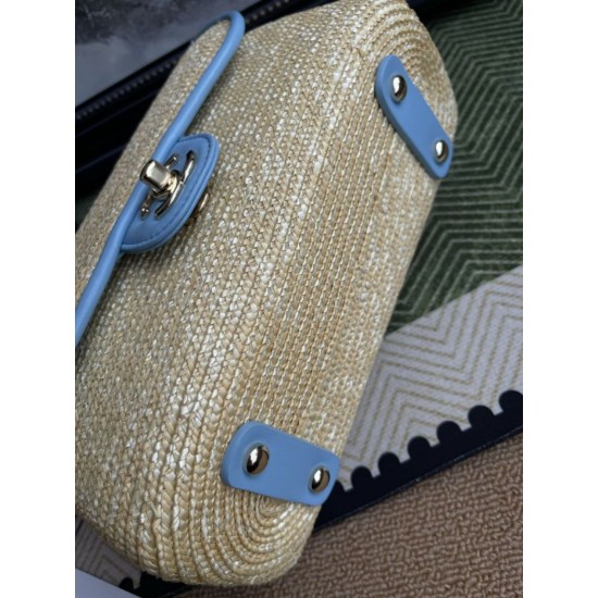 Replica Borsa a tracolla classica Chanel 26C AS6017 rafia blu Imitazioni Replica perfette Borsa a tracolla classica Chanel 26C AS6017 rafia blu