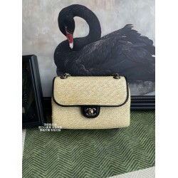 Borse a tracolla classica Chanel 26C AS6017 rafia Nero