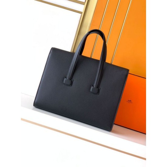 Replica Borsa da lavoro Hermes 6097 nera Imitazioni Replica perfette Borsa da lavoro Hermes 6097 nera