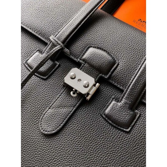 Replica Borsa da lavoro Hermes 6097 nera Imitazioni Replica perfette Borsa da lavoro Hermes 6097 nera