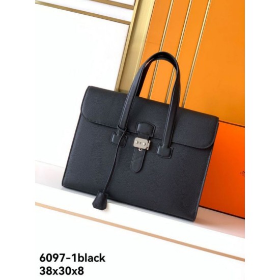 Replica Borsa da lavoro Hermes 6097 nera Imitazioni Replica perfette Borsa da lavoro Hermes 6097 nera