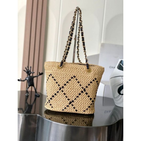 Replica Borse Firmate shopping Chanel AS5811 Small Tote Rafia Nero Imitazioni Replica perfette Borse Firmate shopping Chanel AS5811 Small Tote Rafia Nero