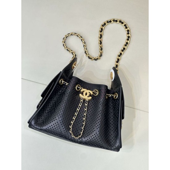 Replica Borsa 1:1 Chanel piccola 25 AS5631 Hobo con design traforato nera Imitazioni Replica perfette Borsa 1:1 Chanel piccola 25 AS5631 Hobo con design traforato nera