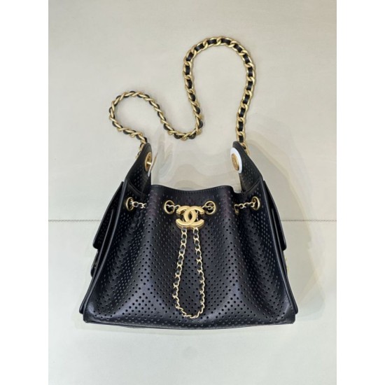 Replica Borsa 1:1 Chanel piccola 25 AS5631 Hobo con design traforato nera Imitazioni Replica perfette Borsa 1:1 Chanel piccola 25 AS5631 Hobo con design traforato nera