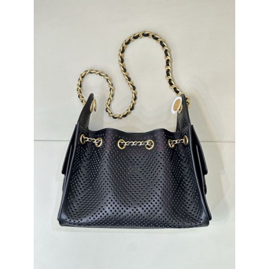 Replica Borsa 1:1 Chanel piccola 25 AS5631 Hobo con design traforato nera Imitazioni Replica perfette Borsa 1:1 Chanel piccola 25 AS5631 Hobo con design traforato nera