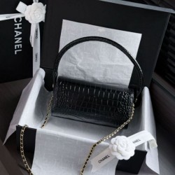 Replica Borsa a mano Chanel 26A Bowling AP5294 con stampa coccodrillo Imitazioni Replica perfette Borsa a mano Chanel 26A Bowling AP5294 con stampa coccodrillo