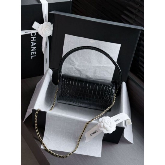 Replica Borsa a mano Chanel 26A Bowling AP5294 con stampa coccodrillo Imitazioni Replica perfette Borsa a mano Chanel 26A Bowling AP5294 con stampa coccodrillo