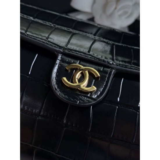Replica Borsa a mano Chanel 26A Bowling AP5294 con stampa coccodrillo Imitazioni Replica perfette Borsa a mano Chanel 26A Bowling AP5294 con stampa coccodrillo
