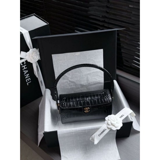 Replica Borsa a mano Chanel 26A Bowling AP5294 con stampa coccodrillo Imitazioni Replica perfette Borsa a mano Chanel 26A Bowling AP5294 con stampa coccodrillo