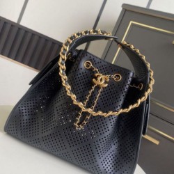 Replica Borsa Chanel piccola 25 Hobo AS5293 nera traforata Imitazioni Replica perfette Borsa Chanel piccola 25 Hobo AS5293 nera traforata