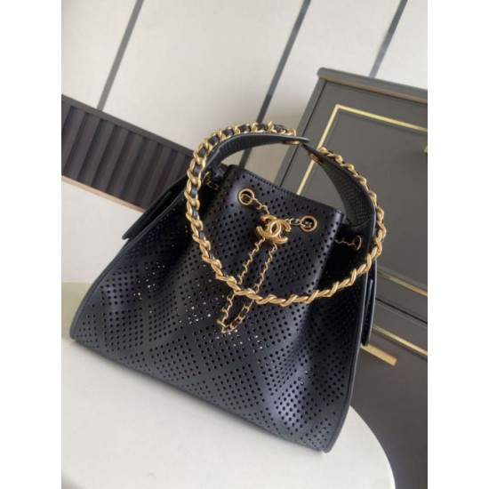 Replica Borsa Chanel piccola 25 Hobo AS5293 nera traforata Imitazioni Replica perfette Borsa Chanel piccola 25 Hobo AS5293 nera traforata