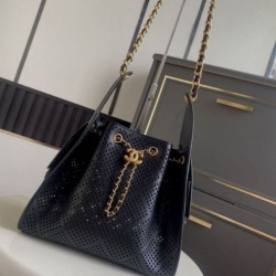 Replica perfette Borsa Chanel piccola 25 Hobo AS5293 nera traforata