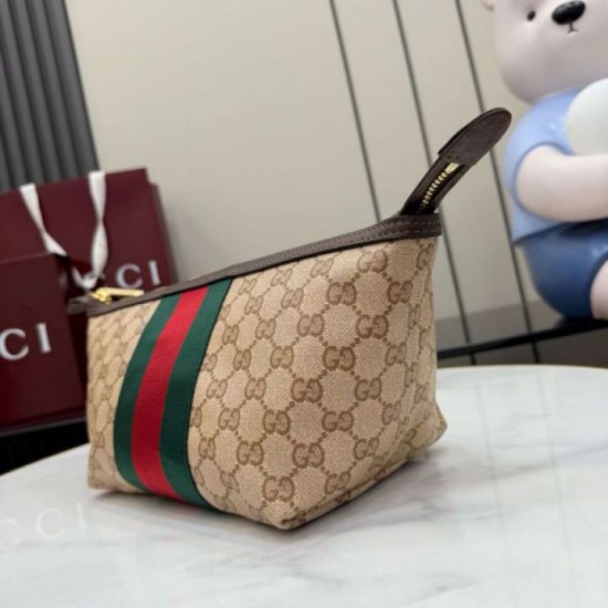 Replica Gucci 875159 Beauty case piccolo GG marrone Imitazioni Replica perfette Gucci 875159 Beauty case piccolo GG marrone