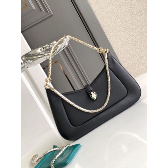 Replica Borsa a tracolla piccola Bvlgari Serpenti Baia nera Imitazioni Replica perfette Borsa a tracolla piccola Bvlgari Serpenti Baia nera