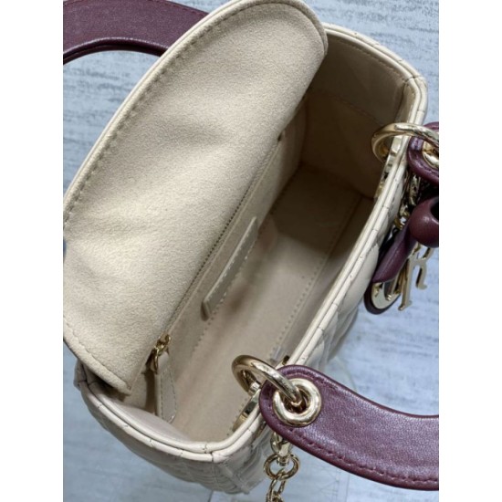 Replica Mini borsa Lady Dior Dior bow rossa/beige Imitazioni Replica perfette Mini borsa Lady Dior Dior bow rossa/beige