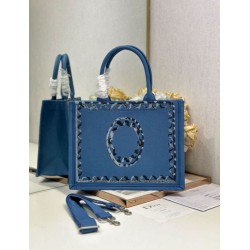 Borse shopping Dior Book Tote Blu Wave con tracolla Borse shopping Dior Book Tote Blu Wave con tracolla