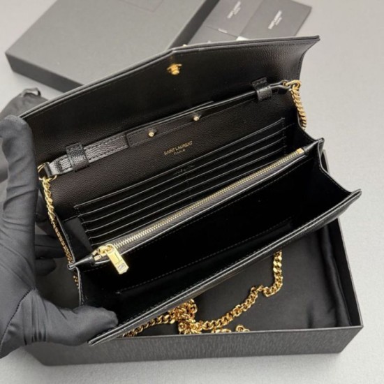 Replica Portafoglio a catena YSL Saint Laurent Envelope nero oro Imitazioni Replica perfette Portafoglio a catena YSL Saint Laurent Envelope nero oro