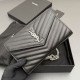 Replica Portafoglio a catena YSL Saint Laurent Envelope pelle originale nero argento Imitazioni Replica perfette Portafoglio a catena YSL Saint Laurent Envelope pelle originale nero argento