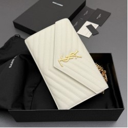 Replica Portafoglio a catena YSL Saint Laurent Envelope pelle originale bianco Imitazioni Replica perfette Portafoglio a catena YSL Saint Laurent Envelope pelle originale bianco