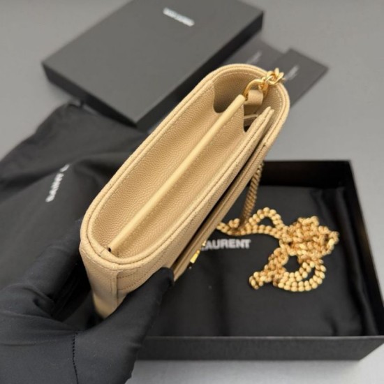 Replica Portafoglio a catena YSL Saint Laurent Envelope pelle originale albicocca Imitazioni Replica perfette Portafoglio a catena YSL Saint Laurent Envelope pelle originale albicocca