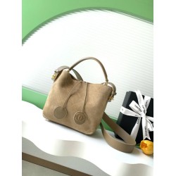 Borsa a mano Chanel 26S AS6268  scamosciata con tracolla larga grigio