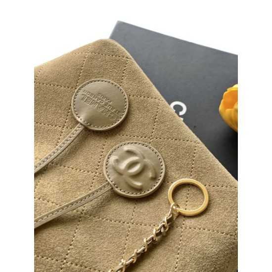 Replica perfette Borsa a mano Chanel 26S AS6268  scamosciata con tracolla larga grigio