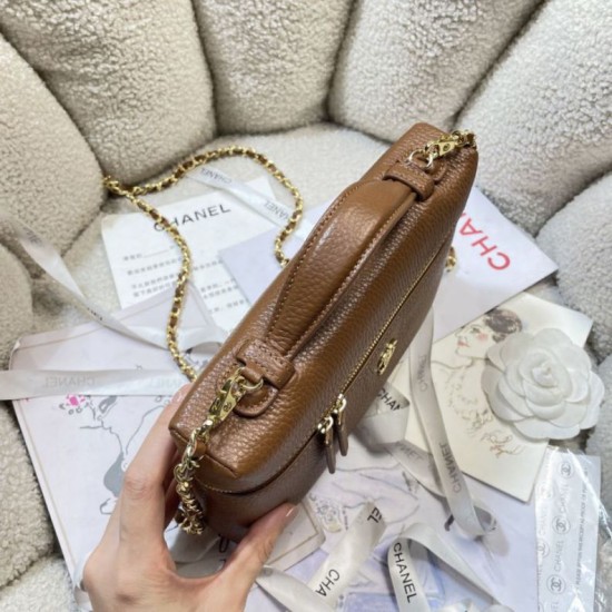 Replica Borsa Chanel Vanity con catena 23cm AS5347 Marrone Imitazioni Replica perfette Borsa Chanel Vanity con catena 23cm AS5347 Marrone