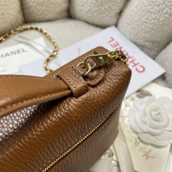 Replica Borsa Chanel Vanity con catena 23cm AS5347 Marrone Imitazioni Replica perfette Borsa Chanel Vanity con catena 23cm AS5347 Marrone