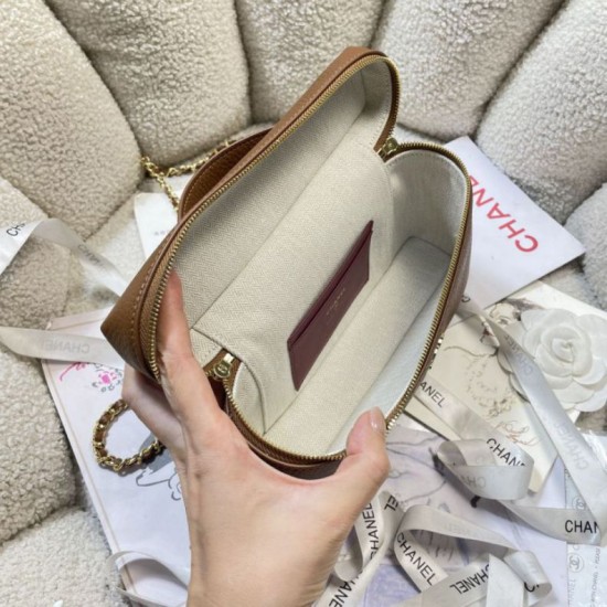 Replica Borsa Chanel Vanity con catena 23cm AS5347 Marrone Imitazioni Replica perfette Borsa Chanel Vanity con catena 23cm AS5347 Marrone